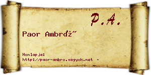 Paor Ambró névjegykártya